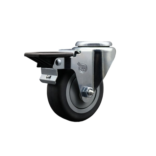 3.5'' Thermo Rubber Wheel Swivel Bolt Hole Caster with Posi Lock Brake